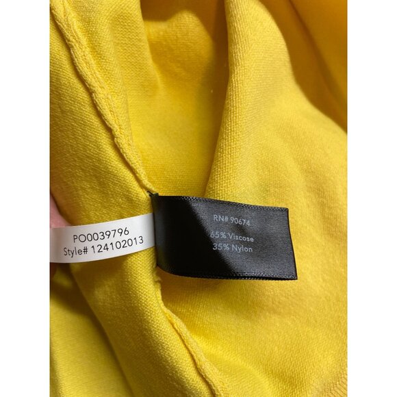 Boston Proper Knit Blouse M Yellow Off-Shoulder Bell Sleeves Casual Resort Chic - Picture 6 of 9